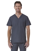 Matrix Pro Contrast Piping V-Neck Scrub Top - Men - Heather Grey