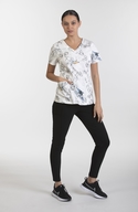 Panelled V-Neck Print Top with Pockets
