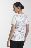 Panelled V-Neck Print Top with Pockets