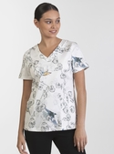 Panelled V-Neck Print Top with Pockets