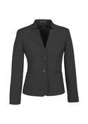 Short Jacket with Reverse Lapel - Wool Stretch - Charcoal