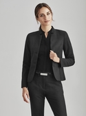 Short Jacket with Reverse Lapel - Wool Stretch