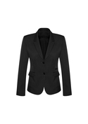 2 Button Mid Length Jacket - Comfort Wool Stretch - Women - Black