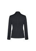 2 Button Mid Length Jacket - Comfort Wool Stretch - Women - Charcoal - Back View