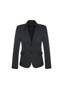 2 Button Mid Length Jacket - Comfort Wool Stretch - Women - Charcoal