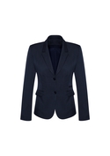 2 Button Mid Length Jacket - Comfort Wool Stretch - Women - Navy