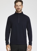 Navy Merino Half Zip Jumper - Men