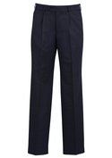 Single Pleat Trousers - Polyester/Bamboo Cool Stretch - Men - Navy