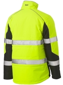 Taped Hi Vis Puffer Jacket With Stand Collar - Back