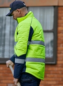 Taped Hi Vis Puffer Jacket With Stand Collar