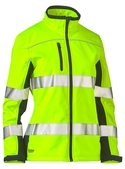 Taped Two Tone Hi Vis Soft Shell Jacket - Women - Yellow/Navy 