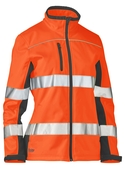 Taped Two Tone Hi Vis Soft Shell Jacket - Women - Orange/Navy 