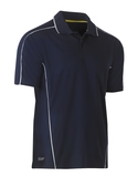Cool Mesh Polo Shirt With Reflective Piping - Navy