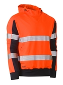 Taped Two Tone Hi Vis Contrast 4 Way Stretchy Hoodie - Orange/Navy 