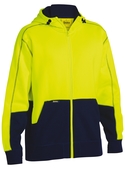 Hi Vis Zip Front Fleece Hoodie - Yellow/Navy