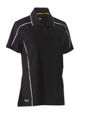 Cool Mesh Polo Shirt With Reflective Piping - Women - Black 