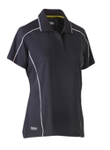 Cool Mesh Polo Shirt With Reflective Piping - Women - Charcoal 
