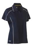 Cool Mesh Polo Shirt With Reflective Piping - Women - Navy 