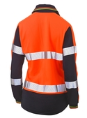 Taped Two Tone Hi Vis V-Neck Polyester Long Sleeve Polo Shirt - Women - Back