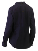 Stretch V-Neck Closed Front Cotton/Poly Shirt with Roll Sleeve - Women - Back