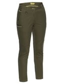 Mid Rise Stretch Cotton Work Pants - Women - Olive