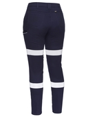 Taped Mid Rise Stretch Cotton Pants - Women - Back
