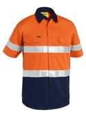 Taped Hi Vis Cool Lightweight Shirt - Short Sleeve - Orange/Navy 