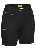 Stretch Cotton Drill Work Shorts - Women - Black