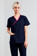 Contrast Crossover Scrubs Top - stretch poly/cotton - Women