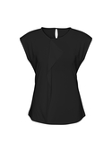 Mia Pleat Soft Jersey Knit Top - Women - Black