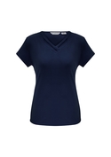 Lana V-neck Jersey Knit Short Sleeve Top - Ink
