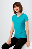 Lana V-neck Jersey Knit Short Sleeve Top