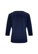 Lana V-Neck Jersey Knit 3/4 Sleeve T-Top - Ink (Back)