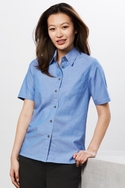 Chambray Short Sleeve Shirt - Women