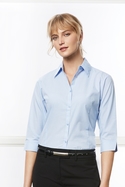 Micro Check 3/4 Sleeve Cotton/Poly Shirt - Women