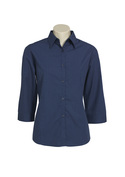 Micro Check 3/4 Sleeve Cotton/Poly Shirt - Women - Navy