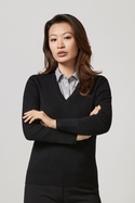V Neck Viscose/Nylon Pullover - Women