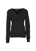 V Neck Viscose/Nylon Pullover - Women - Black