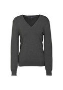 V Neck Viscose/Nylon Pullover - Women - Charcoal