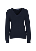 V Neck Viscose/Nylon Pullover - Women - Navy