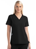 Matrix Impulse Contrast Curved V Neck Scrub Top - Women - Black/Black Trim