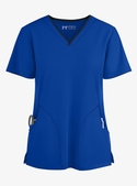 Matrix Impulse Contrast Curved V Neck Scrub Top - Women - Royal/Black Trim