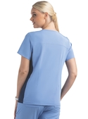 Matrix Impulse Contrast Knit Panel Mock Wrap Scrub Top - Women