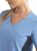 Matrix Impulse Contrast Knit Panel Mock Wrap Scrub Top - Women