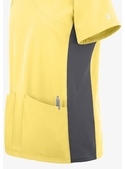Matrix Impulse Contrast Knit Panel Mock Wrap Scrub Top - Women