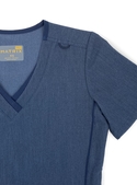 Matrix Pro Contrast Layered V-neck Scrub Top - Women - Heather Navy