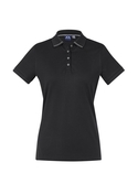 Aston 100% Cotton Polo Shirt - Women - Black/Silver grey