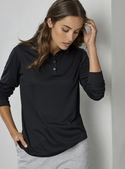 Action Recycled Polyester Long Sleeve Polo Shirt - Women  - Black