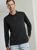 Action Recycled Polyester Long Sleeve Polo Shirt - Men 