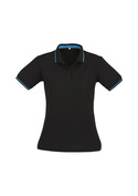 Jet Cotton Backed BIZCOOL Polo Shirt - Women - Black/Cyan